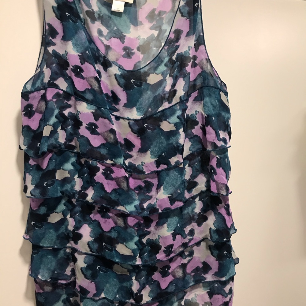 Floral Ruffled Sleeveless Tank
